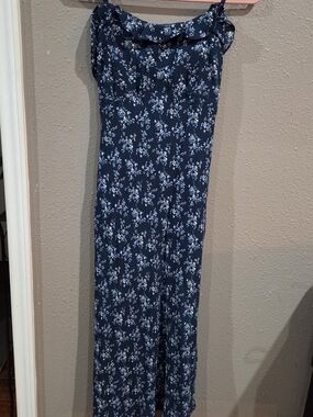 Navy Blue Floral Slip Dress